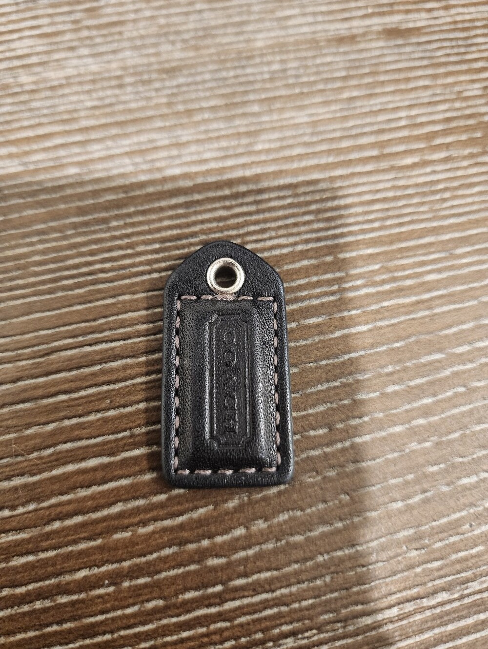 Coach Black Leather Hangtag with Silver Grommet